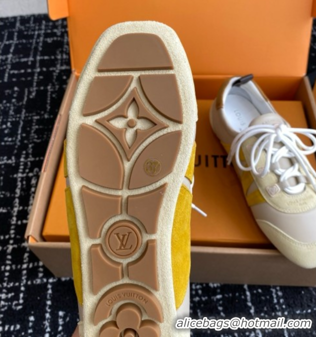 Top Design Louis Vuitton LV Sneakerina in Suede and Lambskin Beige 5042803