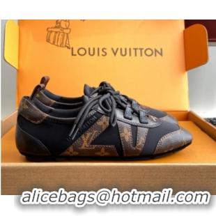 Luxury Louis Vuitton LV Sneakerina in Suede and Lambskin Monogram/Black 5042804