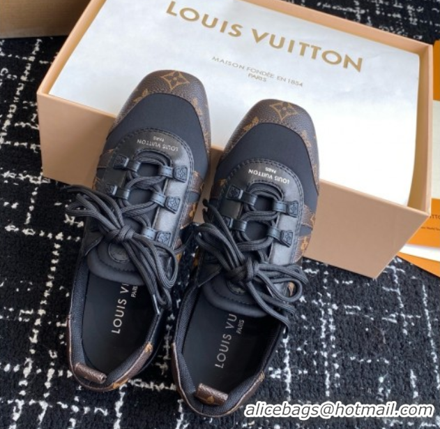 Luxury Louis Vuitton LV Sneakerina in Suede and Lambskin Monogram/Black 5042804