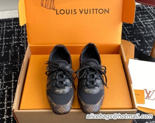 Luxury Louis Vuitton LV Sneakerina in Suede and Lambskin Monogram/Black 5042804