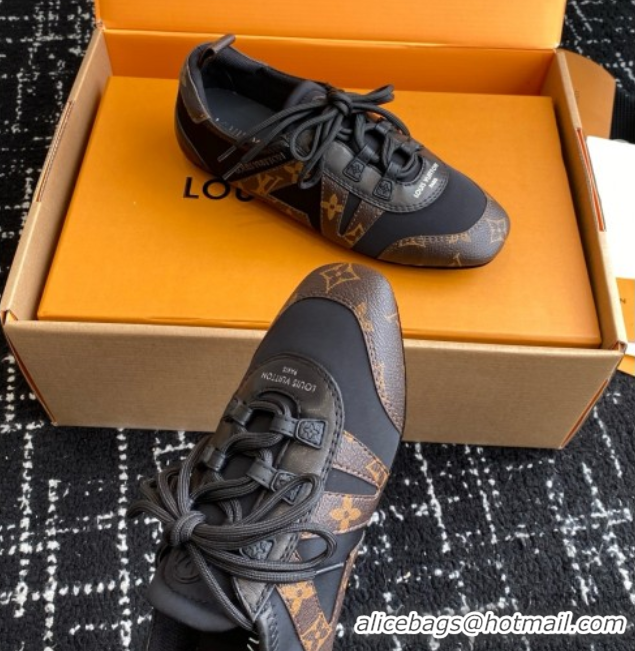 Luxury Louis Vuitton LV Sneakerina in Suede and Lambskin Monogram/Black 5042804