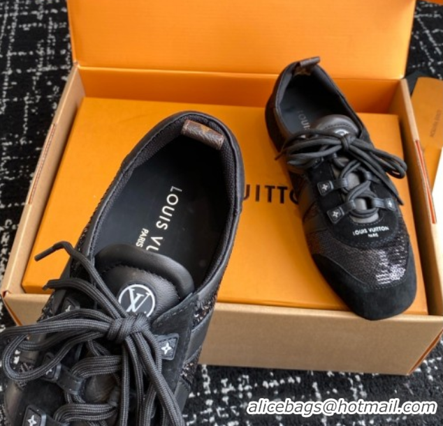Luxury Louis Vuitton LV Sneakerina in Suede and Lambskin Monogram/Black 5042804