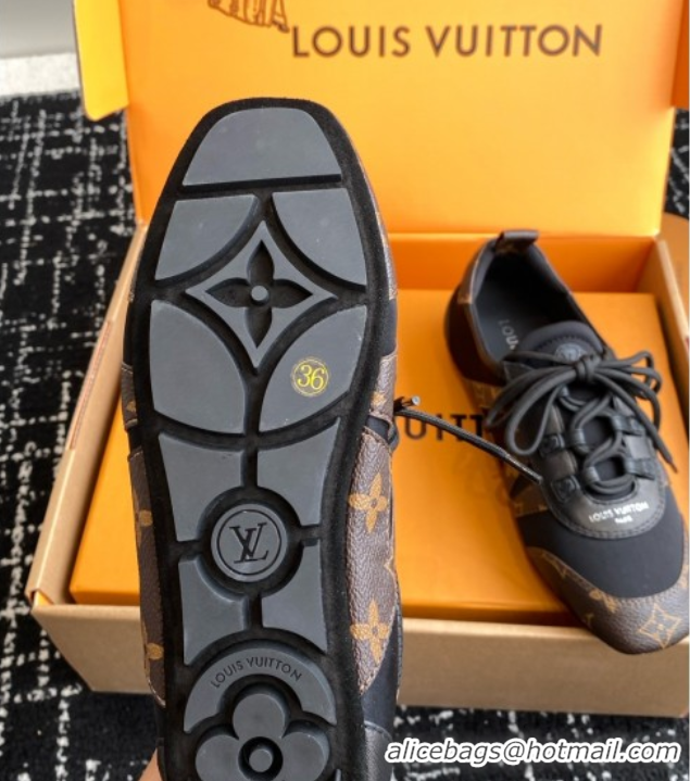 Luxury Louis Vuitton LV Sneakerina in Suede and Lambskin Monogram/Black 5042804