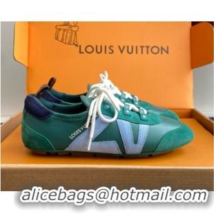 Top Grade Louis Vuitton LV Sneakerina in Suede and Lambskin Green 5042805
