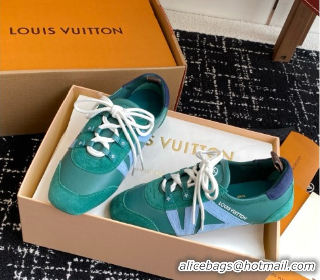 Top Grade Louis Vuitton LV Sneakerina in Suede and Lambskin Green 5042805