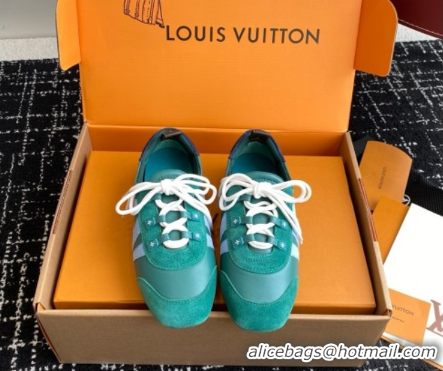 Top Grade Louis Vuitton LV Sneakerina in Suede and Lambskin Green 5042805