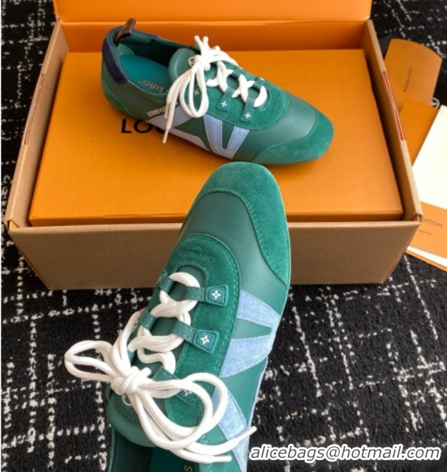 Top Grade Louis Vuitton LV Sneakerina in Suede and Lambskin Green 5042805