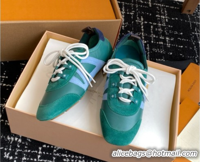 Top Grade Louis Vuitton LV Sneakerina in Suede and Lambskin Green 5042805