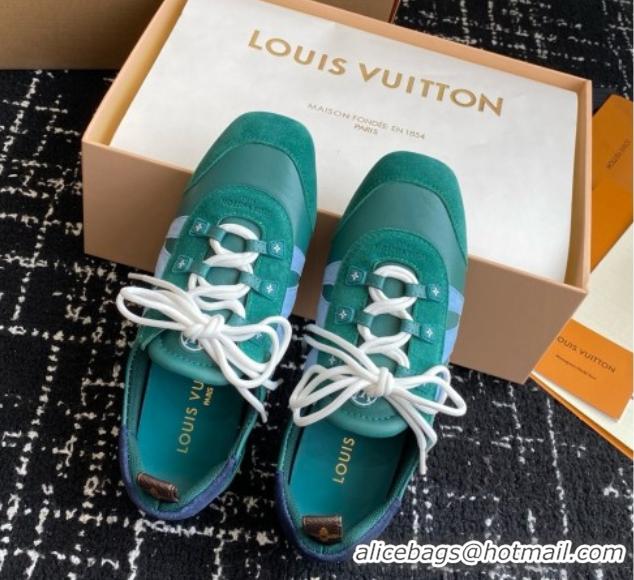 Top Grade Louis Vuitton LV Sneakerina in Suede and Lambskin Green 5042805