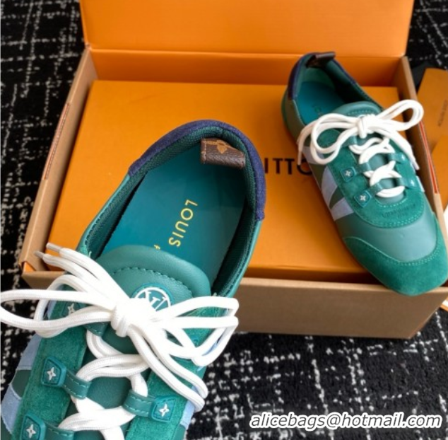 Top Grade Louis Vuitton LV Sneakerina in Suede and Lambskin Green 5042805