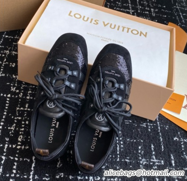 Purchase Louis Vuitton LV Sneakerina in Suede and Lambskin Black Sequins 5042806
