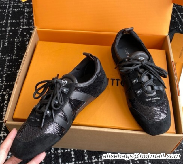Purchase Louis Vuitton LV Sneakerina in Suede and Lambskin Black Sequins 5042806