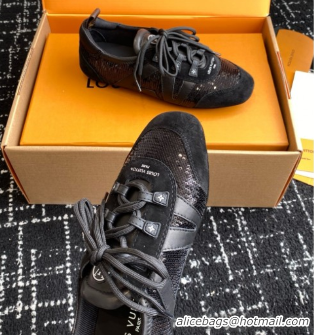 Purchase Louis Vuitton LV Sneakerina in Suede and Lambskin Black Sequins 5042806