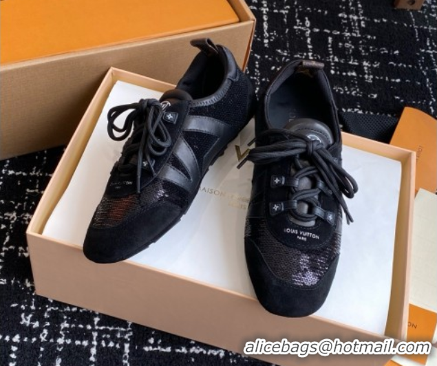 Purchase Louis Vuitton LV Sneakerina in Suede and Lambskin Black Sequins 5042806