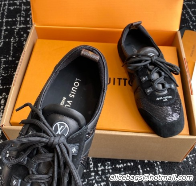 Purchase Louis Vuitton LV Sneakerina in Suede and Lambskin Black Sequins 5042806