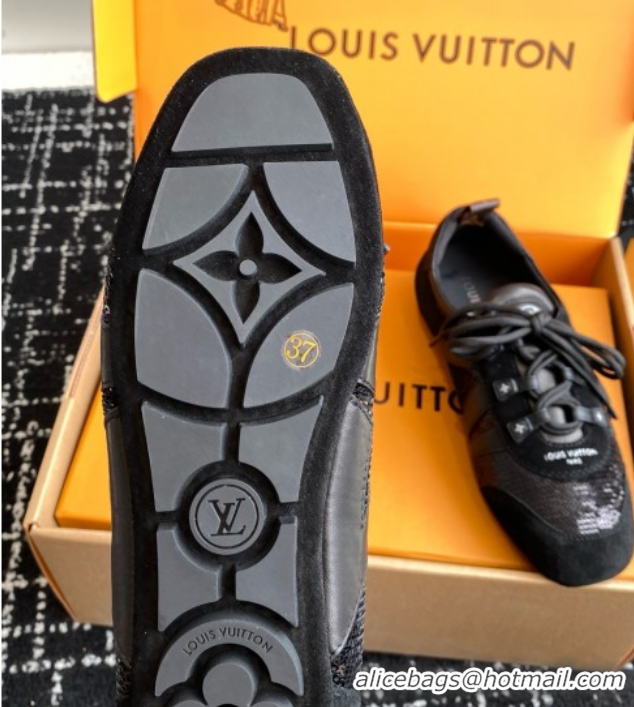 Purchase Louis Vuitton LV Sneakerina in Suede and Lambskin Black Sequins 5042806