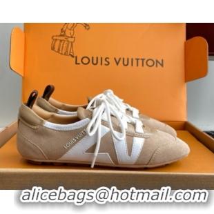 Durable Louis Vuitton LV Sneakerina in Suede and Lambskin White/Beige 5042807