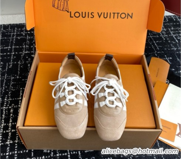 Durable Louis Vuitton LV Sneakerina in Suede and Lambskin White/Beige 5042807
