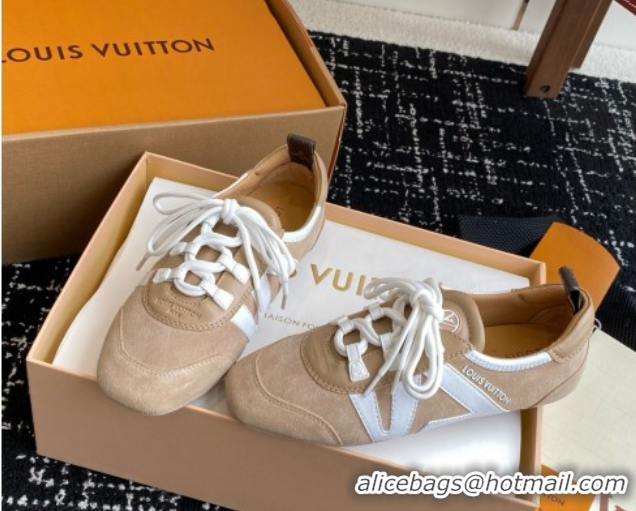 Durable Louis Vuitton LV Sneakerina in Suede and Lambskin White/Beige 5042807