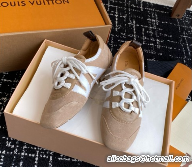Durable Louis Vuitton LV Sneakerina in Suede and Lambskin White/Beige 5042807