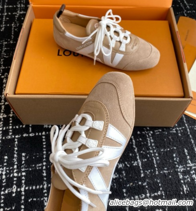 Durable Louis Vuitton LV Sneakerina in Suede and Lambskin White/Beige 5042807