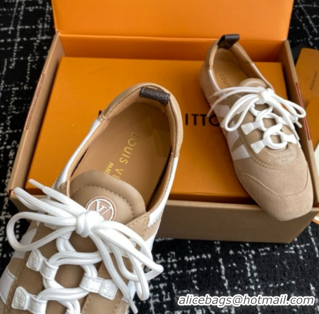 Durable Louis Vuitton LV Sneakerina in Suede and Lambskin White/Beige 5042807