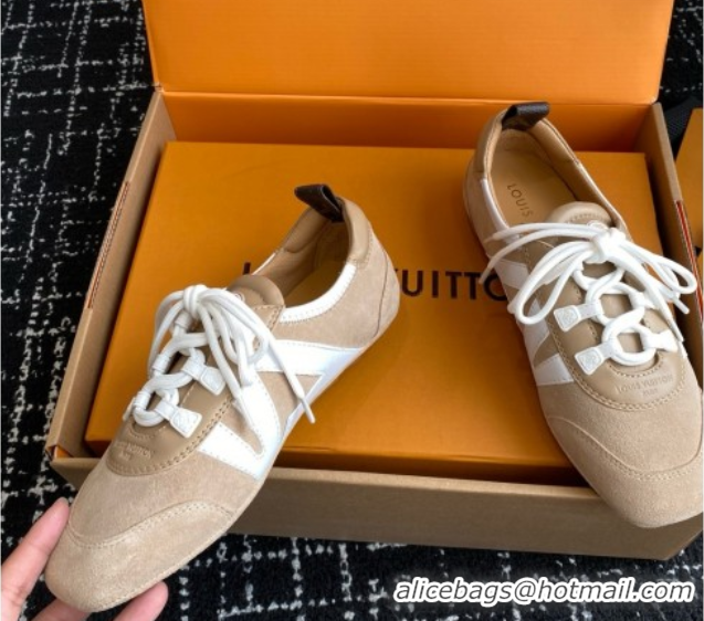 Durable Louis Vuitton LV Sneakerina in Suede and Lambskin White/Beige 5042807