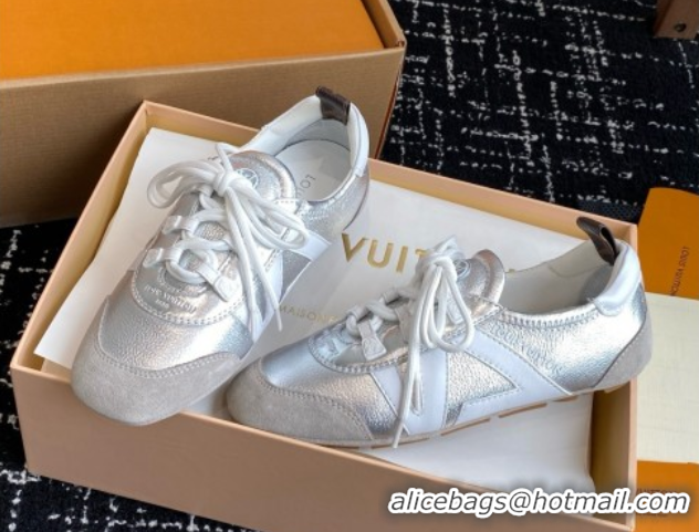 Low Price Louis Vuitton LV Sneakerina in Suede and Lambskin Silver 5042808
