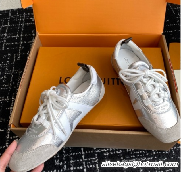 Low Price Louis Vuitton LV Sneakerina in Suede and Lambskin Silver 5042808