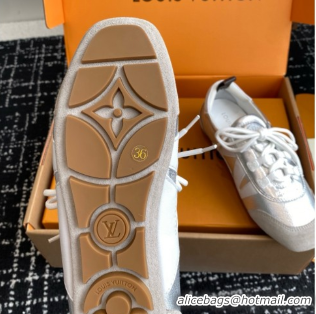 Low Price Louis Vuitton LV Sneakerina in Suede and Lambskin Silver 5042808
