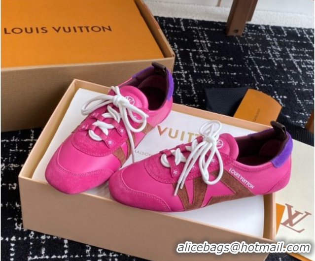 Low Cost Louis Vuitton LV Sneakerina in Suede and Lambskin Fuchsia 5042809