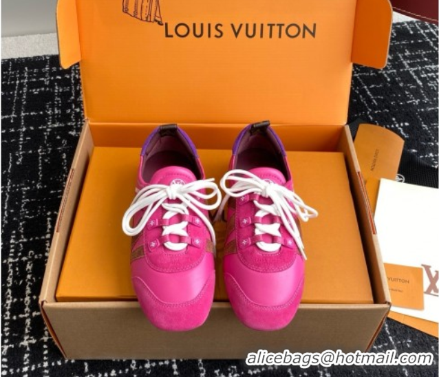Low Cost Louis Vuitton LV Sneakerina in Suede and Lambskin Fuchsia 5042809