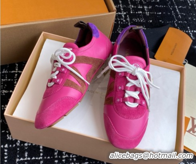 Low Cost Louis Vuitton LV Sneakerina in Suede and Lambskin Fuchsia 5042809