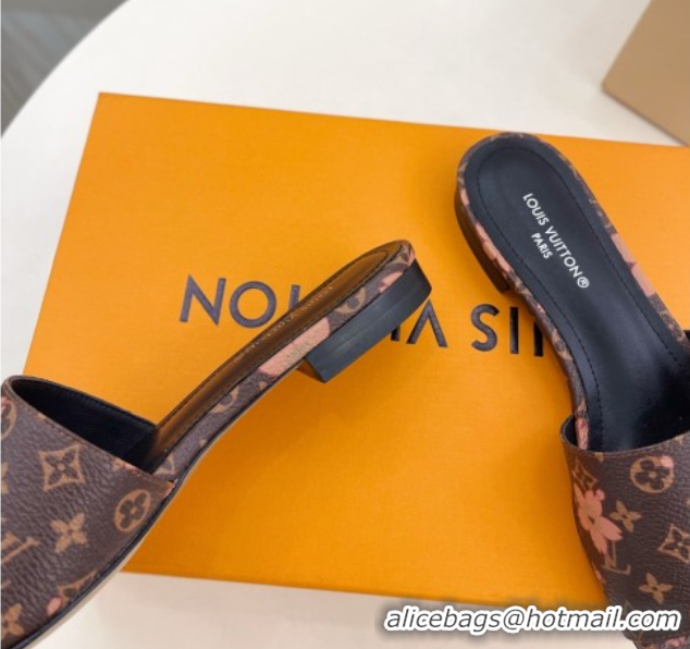 Lower Price Louis Vuitton Neo Revival Flat Slides Sandal in Monogram Canvas with Cherry Bloom Print 0607006