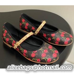 Best Product Louis Vuitton LV x TM Romy Flat Ballerinas in Leather with Luscious Cherry Black 0607014
