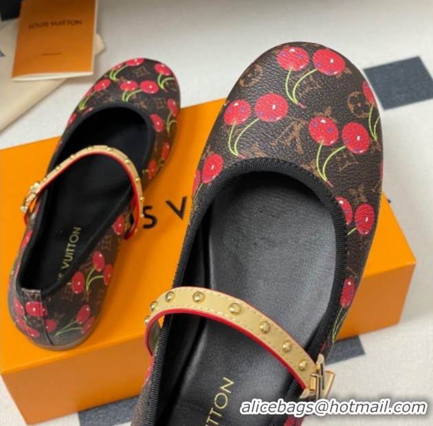 Best Product Louis Vuitton LV x TM Romy Flat Ballerinas in Leather with Luscious Cherry Black 0607014