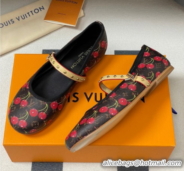 Best Product Louis Vuitton LV x TM Romy Flat Ballerinas in Leather with Luscious Cherry Black 0607014