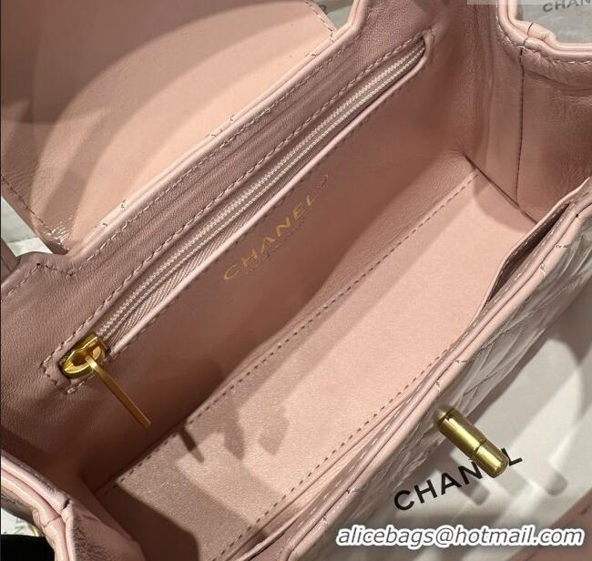 Promotional Chanel Shiny Calfskin Mini Kelly Shopping Bag AS4416 Light Pink 2025