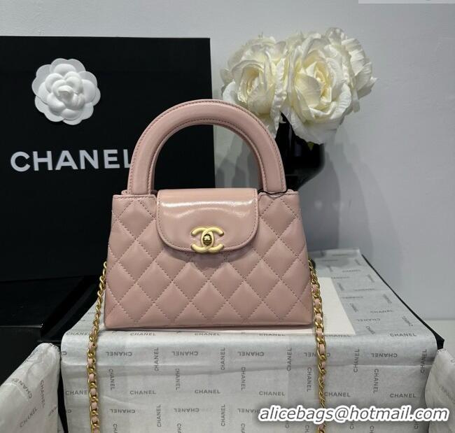 Promotional Chanel Shiny Calfskin Mini Kelly Shopping Bag AS4416 Light Pink 2025