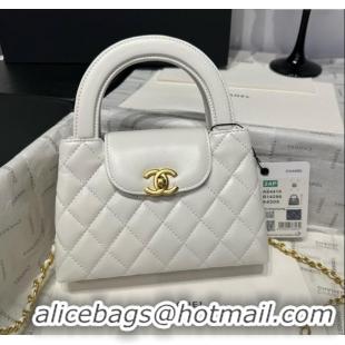 Inexpensive Chanel Shiny Calfskin Mini Kelly Shopping Bag AS4416 White 2025