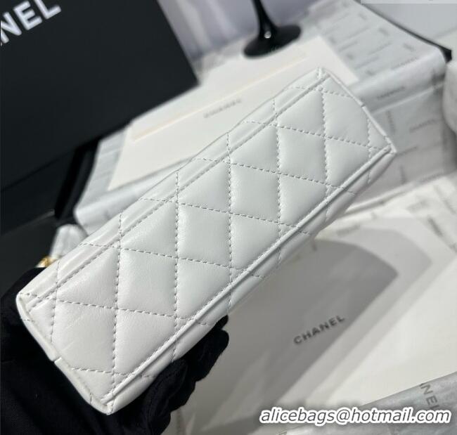 Inexpensive Chanel Shiny Calfskin Mini Kelly Shopping Bag AS4416 White 2025