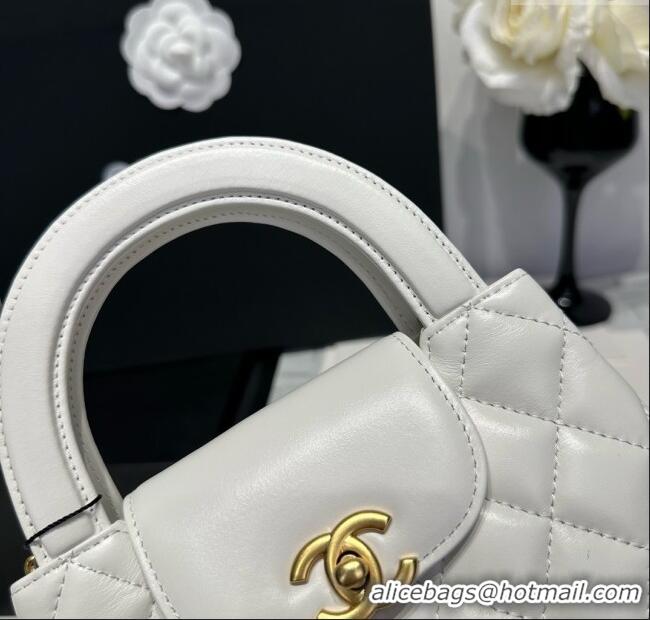 Inexpensive Chanel Shiny Calfskin Mini Kelly Shopping Bag AS4416 White 2025
