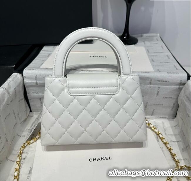 Inexpensive Chanel Shiny Calfskin Mini Kelly Shopping Bag AS4416 White 2025