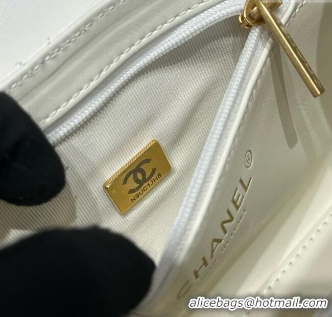Inexpensive Chanel Shiny Calfskin Mini Kelly Shopping Bag AS4416 White 2025