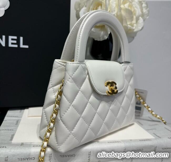 Inexpensive Chanel Shiny Calfskin Mini Kelly Shopping Bag AS4416 White 2025