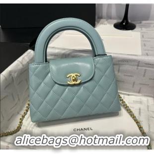 Promotional Chanel Shiny Calfskin Mini Kelly Shopping Bag AS4416 Light Blue 2025