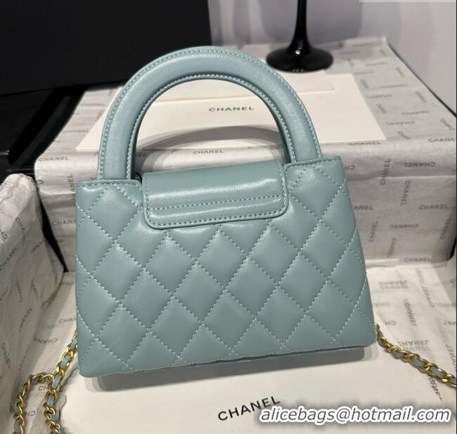 Promotional Chanel Shiny Calfskin Mini Kelly Shopping Bag AS4416 Light Blue 2025