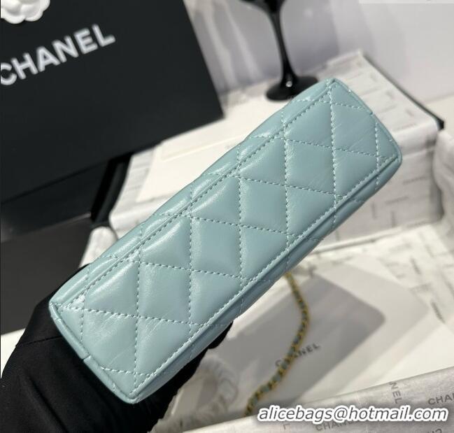 Promotional Chanel Shiny Calfskin Mini Kelly Shopping Bag AS4416 Light Blue 2025