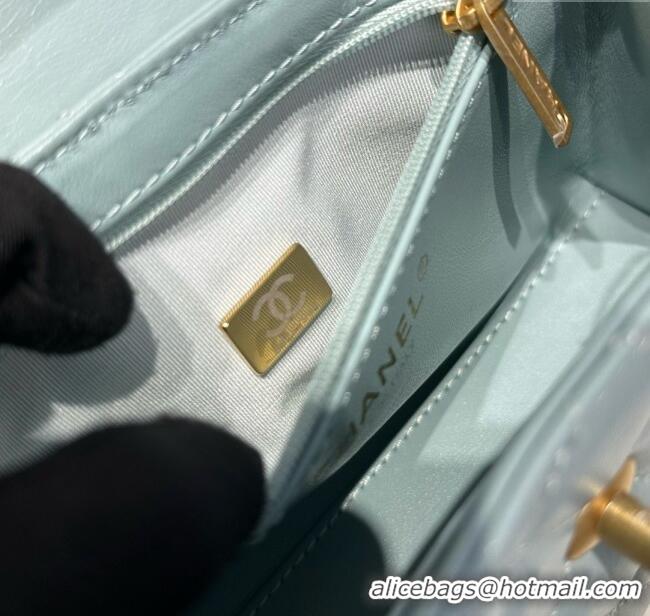 Promotional Chanel Shiny Calfskin Mini Kelly Shopping Bag AS4416 Light Blue 2025