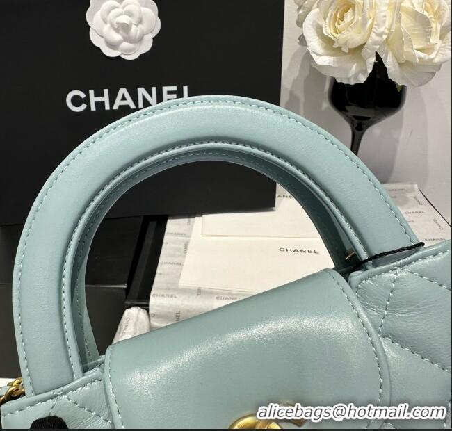 Promotional Chanel Shiny Calfskin Mini Kelly Shopping Bag AS4416 Light Blue 2025
